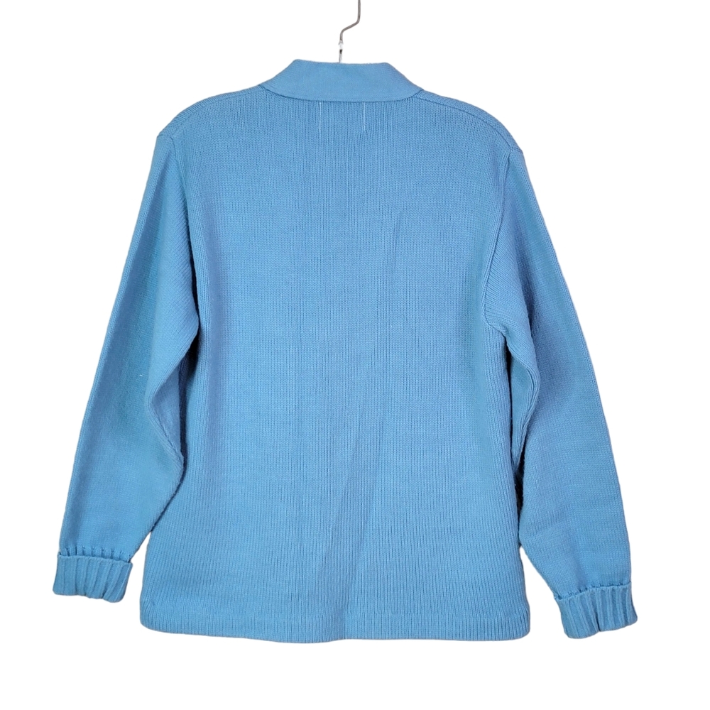 Cedar Rapids Jefferson J-Hawks Vintage Baby Blue Patched Letterman Sweater 38 - Picture 7 of 12
